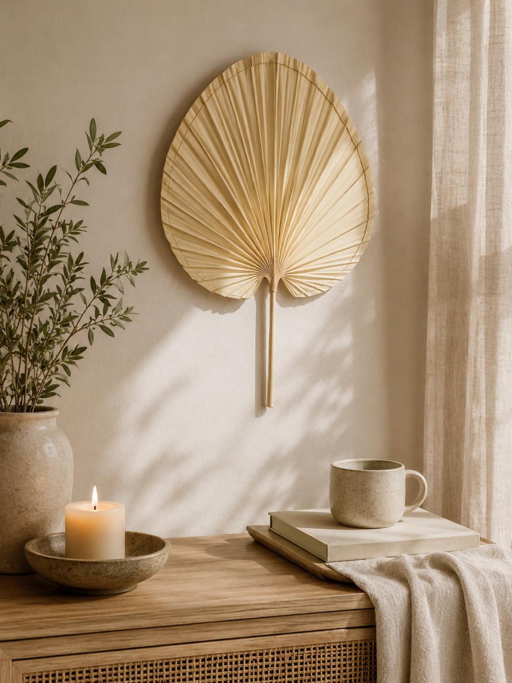 Abanico Decorativo Laos Natural 42x30 cm