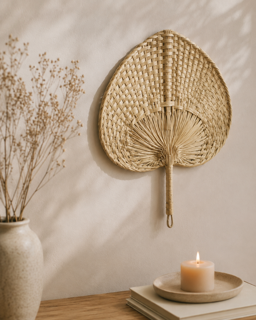 Abanico Decorativo Yale de Palma Natural 29x20 cm