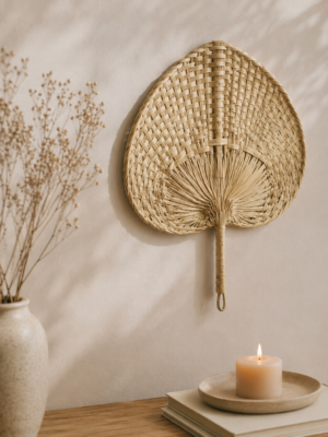 Abanico Decorativo Yale de Palma Natural 29x20 cm