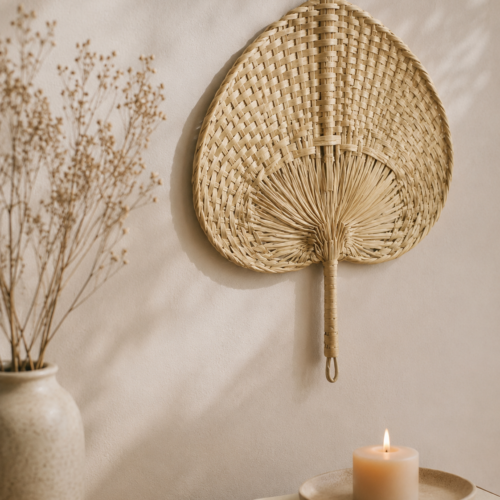 Abanico Decorativo Yale de Palma Natural 29x20 cm