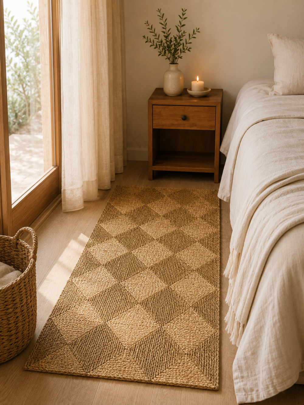 Alfombra Cuadros Plegable Natural 90x210 cm