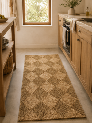 Alfombra Cuadros Plegable Natural 90x210 cm