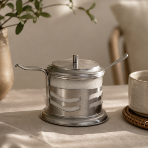 Azucarera de Vidrio y Acero Inoxidable con Cuchara