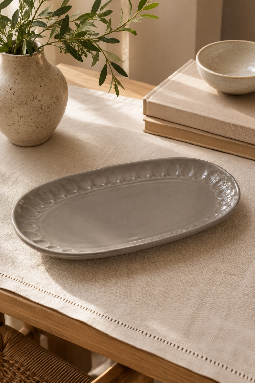 Bandeja Grey Cerámica 30x19 cm