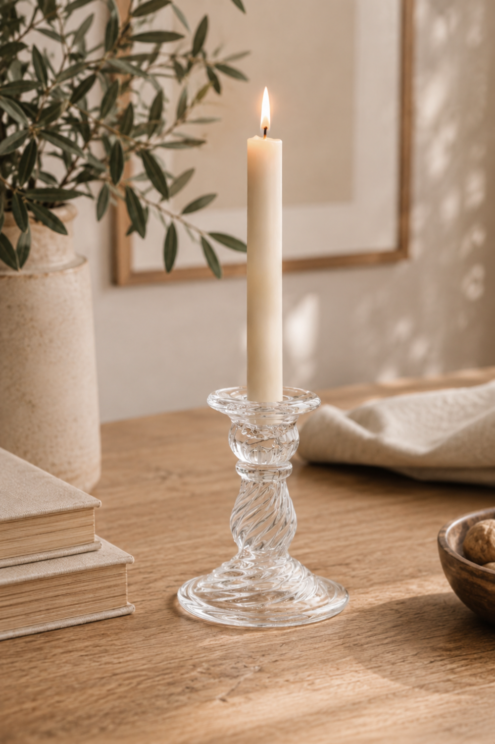 Candelabro de Vidrio Labrado 10x7 cm