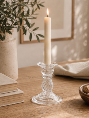 Candelabro de Vidrio Labrado 10x7 cm