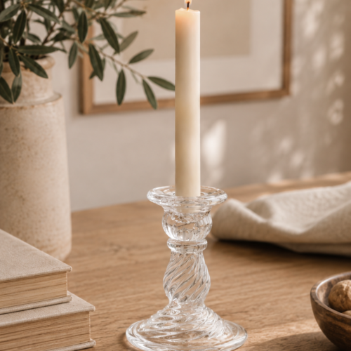 Candelabro de Vidrio Labrado 10x7 cm