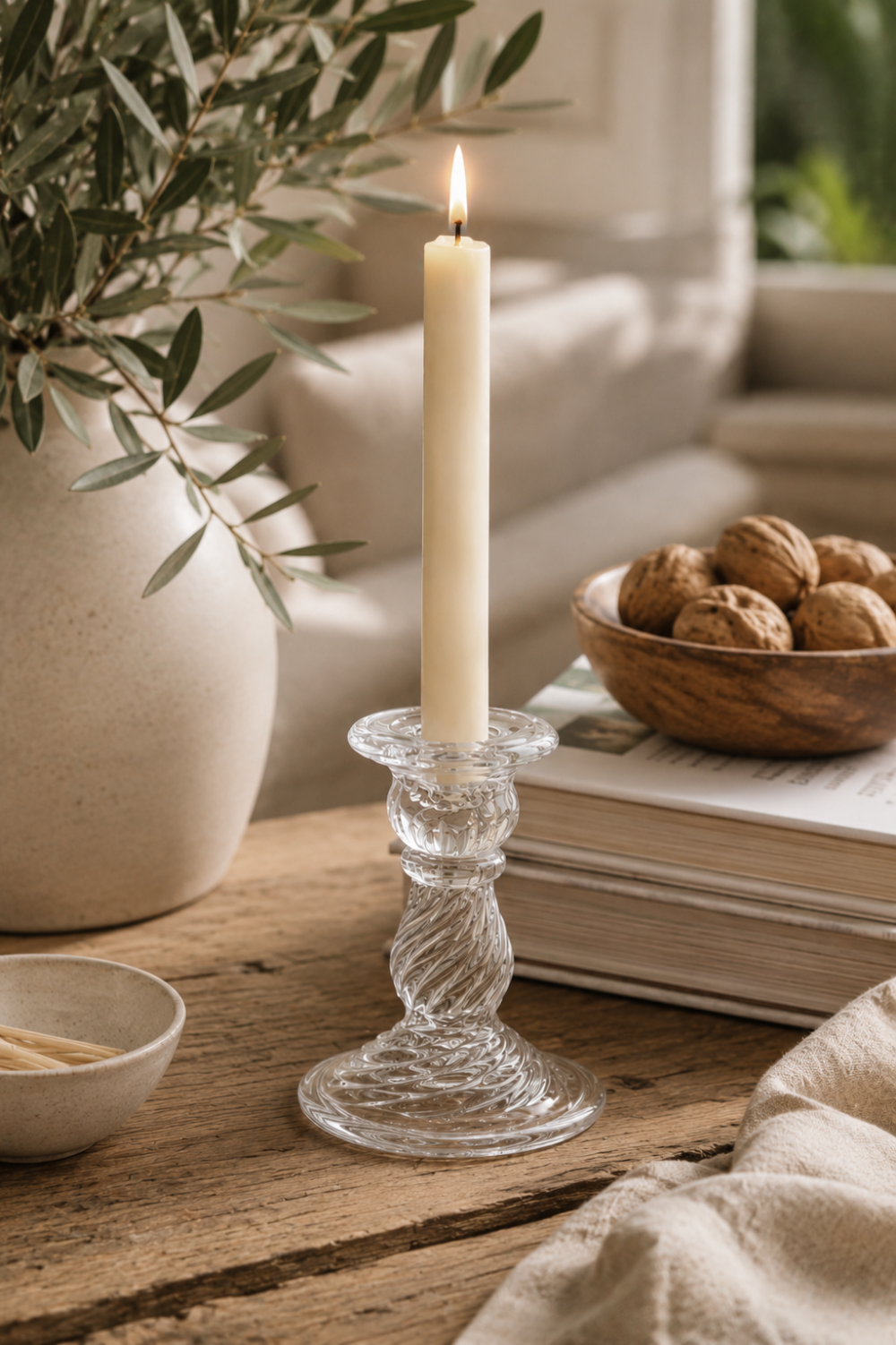 Candelabro de Vidrio Labrado 10x7 cm