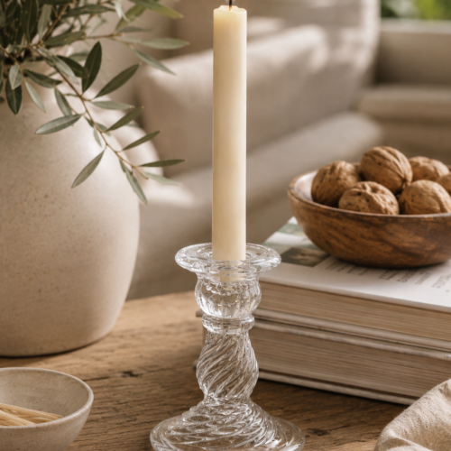 Candelabro de Vidrio Labrado 10x7 cm