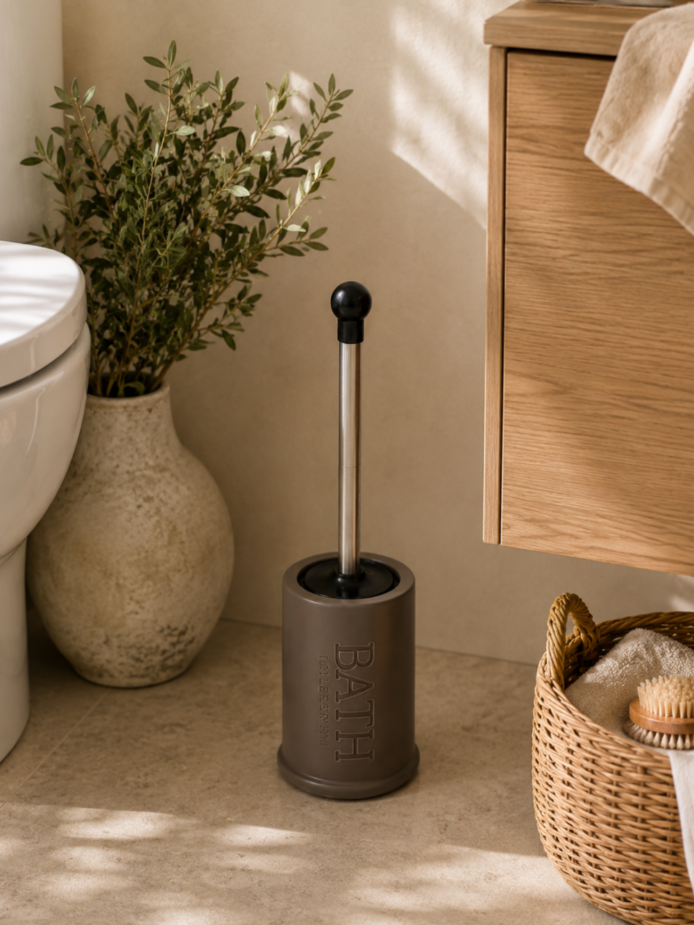 Cepillo para Baño de Cerámica Gris Bath 41 cm