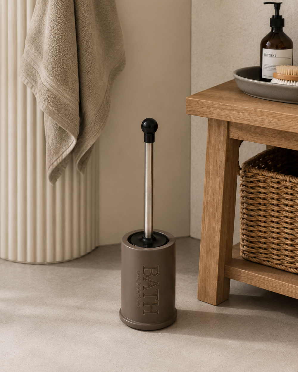 Cepillo para Baño de Cerámica Gris Bath 41 cm