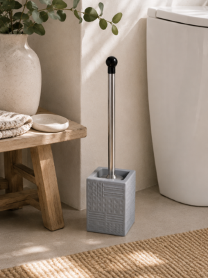 Cepillo para Baño Rayitas Gris Cerámica & Acero 41x10 cm