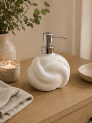 Dispenser de Jabón Cerámica Nudo Blanco