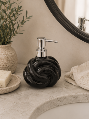 Dispenser de Jabón Cerámica Nudo Negro
