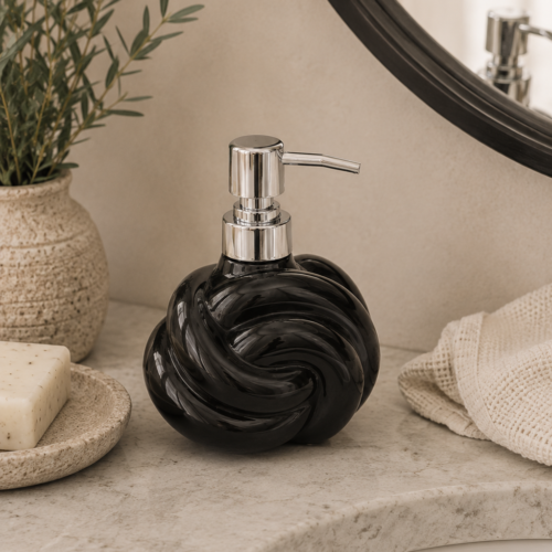Dispenser de Jabón Cerámica Nudo Negro
