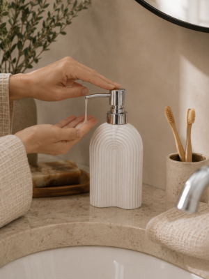 Dispenser de Jabón Minimal Blanco de Cerámica