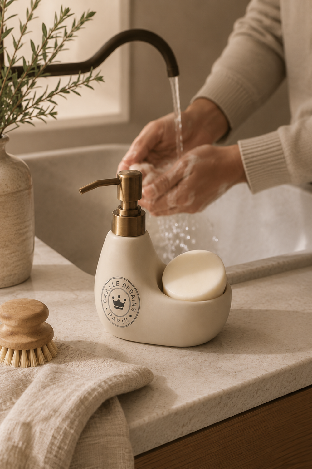 Dispenser de Jabón París Beige con Esponja