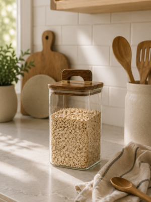 Frasco Hermético de Vidrio con Tapa de Madera 1100 ml