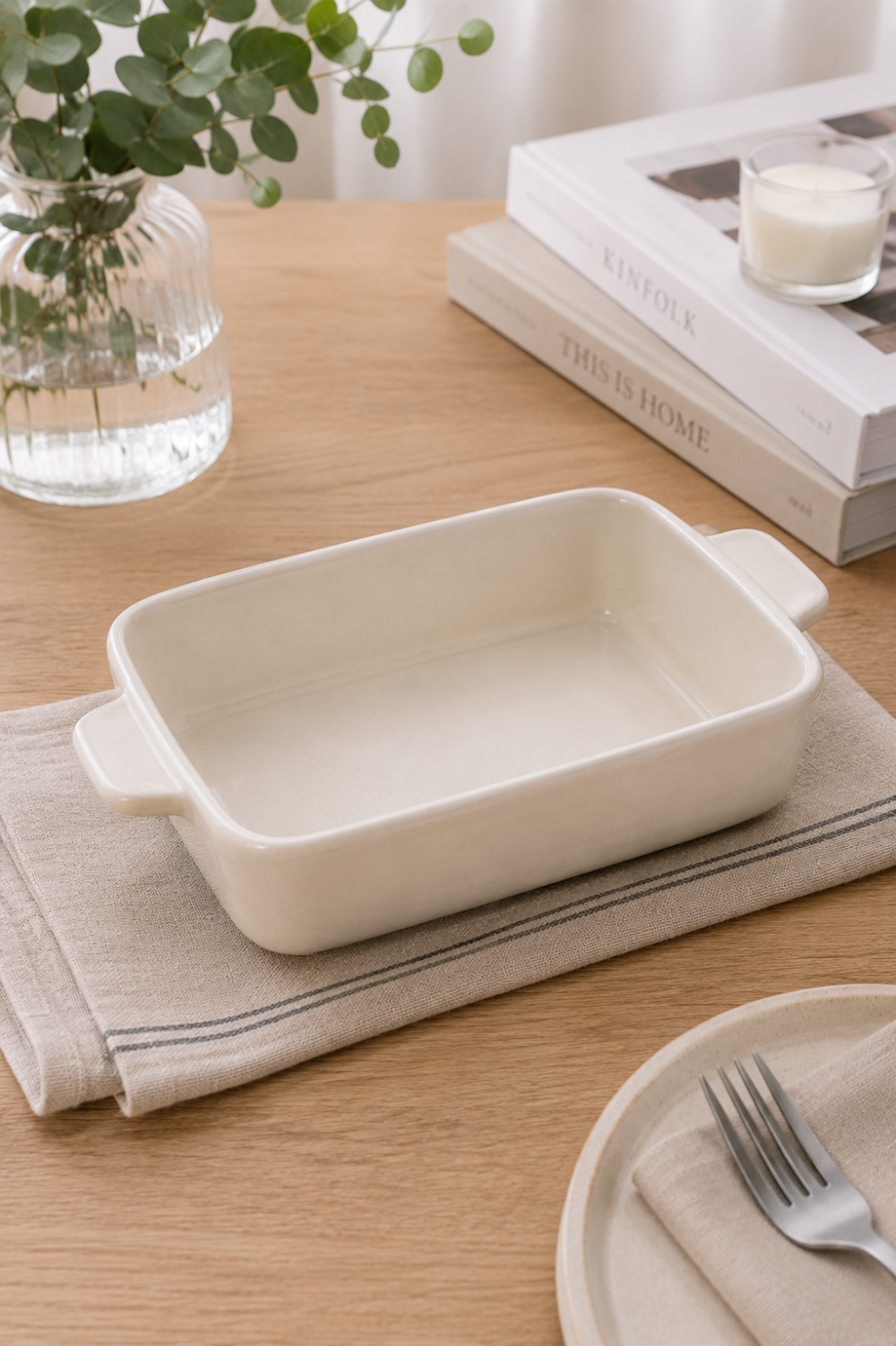 Fuente rectangular crema 21.5*13*5