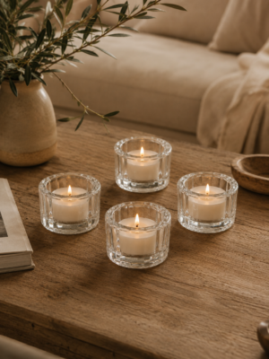 Porta Velas de Vidrio Labrado Rayas 5 x 3,5 cm