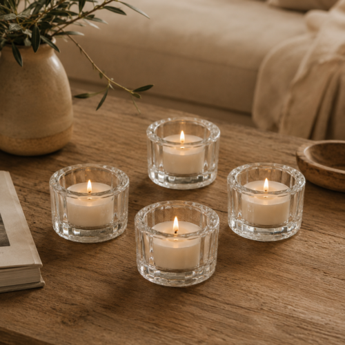 Porta Velas de Vidrio Labrado Rayas 5 x 3,5 cm